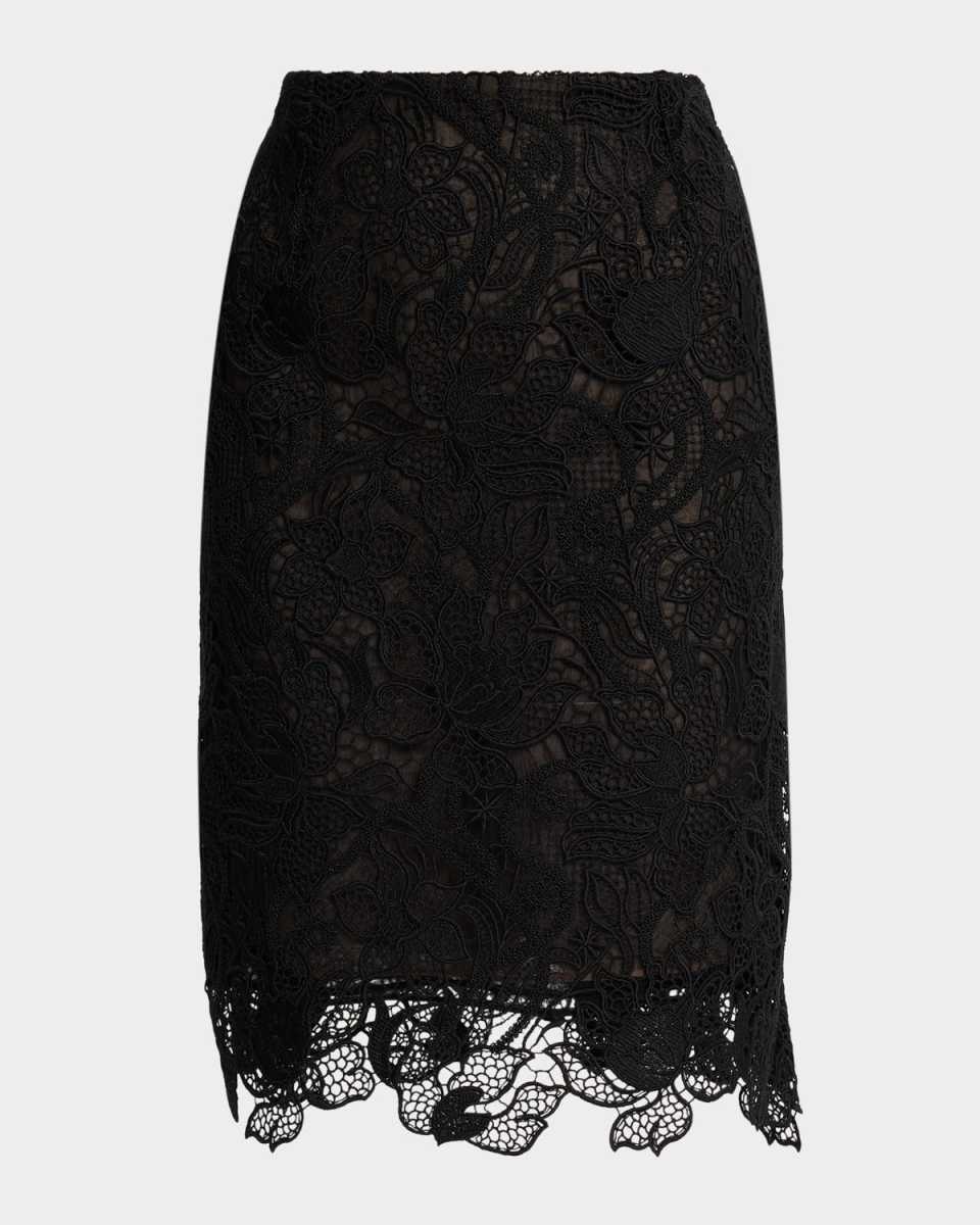 Corded Botanical Guipure Tailored Skirt